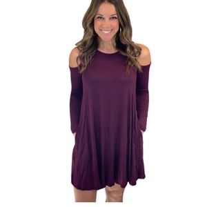 Large Boutique Cold Shoulder Purple Dress